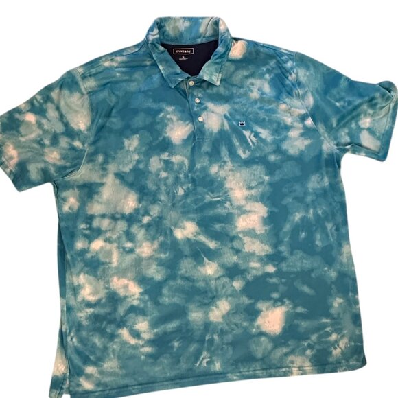 Crown & Ivy Blue Tie Dye Lightweight Polo Shirt Mens X Large Polyester Blend - Picture 1 of 10